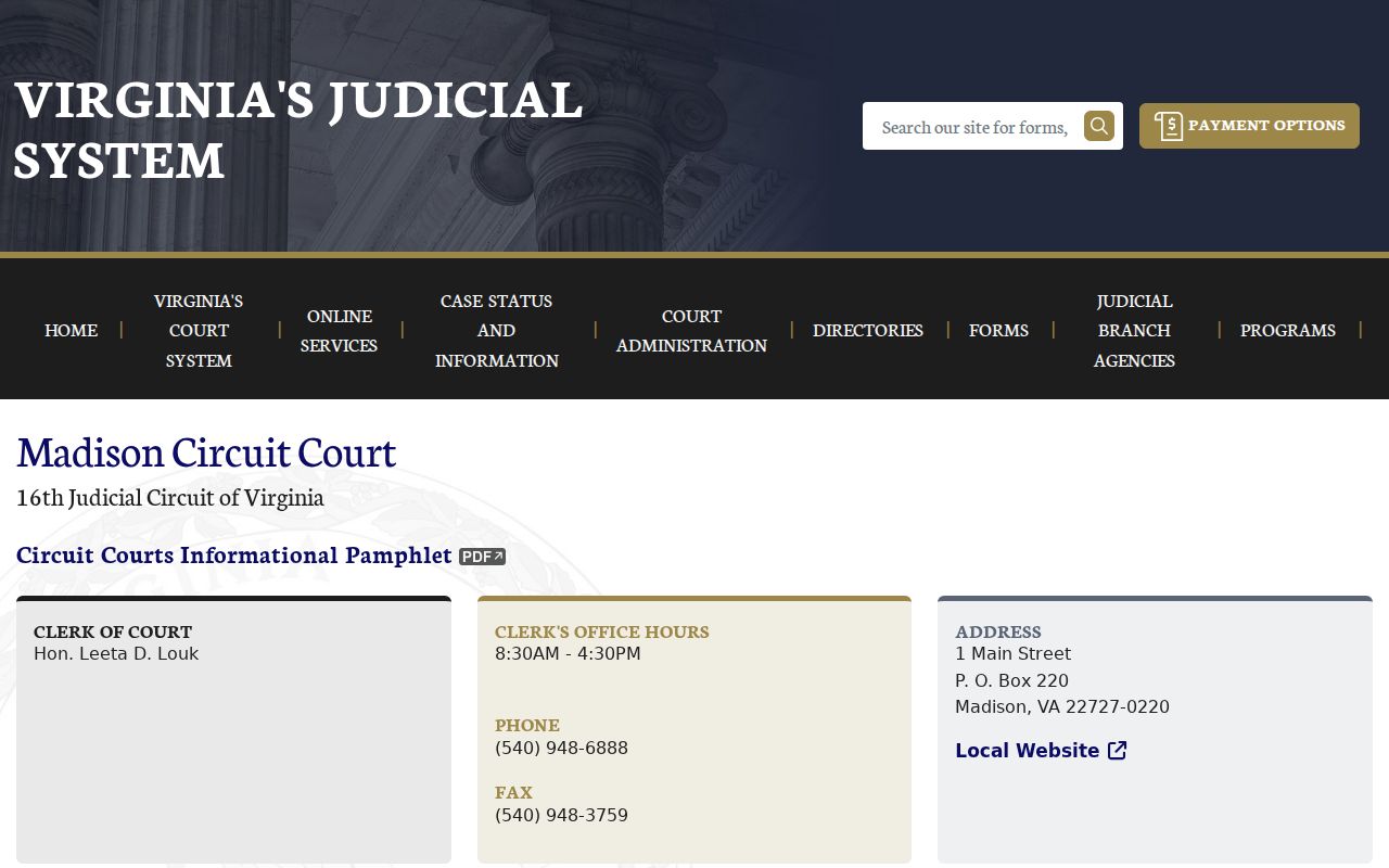Madison County active warrant confirmation, Circuit Court clerk and case information