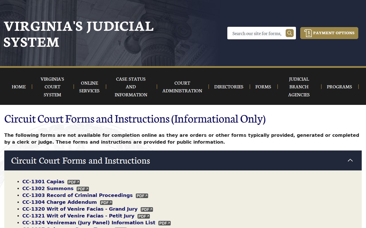 Madison County arrest warrant forms, Virginia Circuit Court capias materials