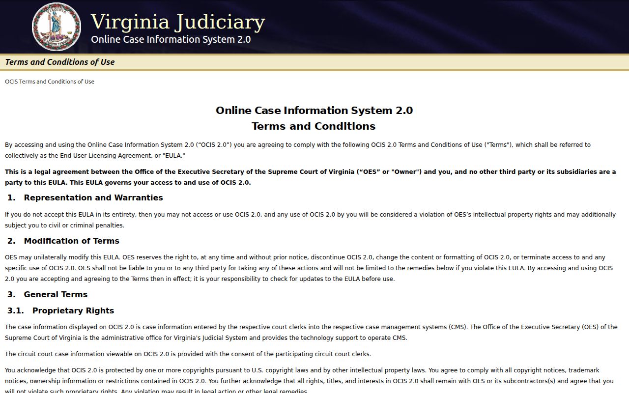Madison County warrant records, Virginia OCIS court search controls